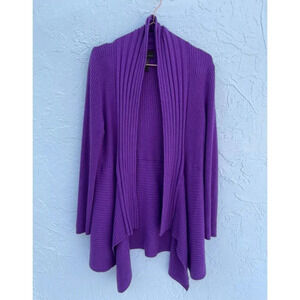Fenn Wright Manson Womens Open Asymmetrical Draper Cardigan Purple Sz 2X/2XL